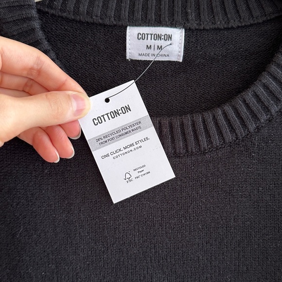 Cotton On Lux Crew Pullover Sweater, Black, Size Medium, NWT - Picture 13 of 16